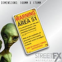 Warning Area 51 Sticker Decal Alien UFO Secure Area Security laptop skateboard 